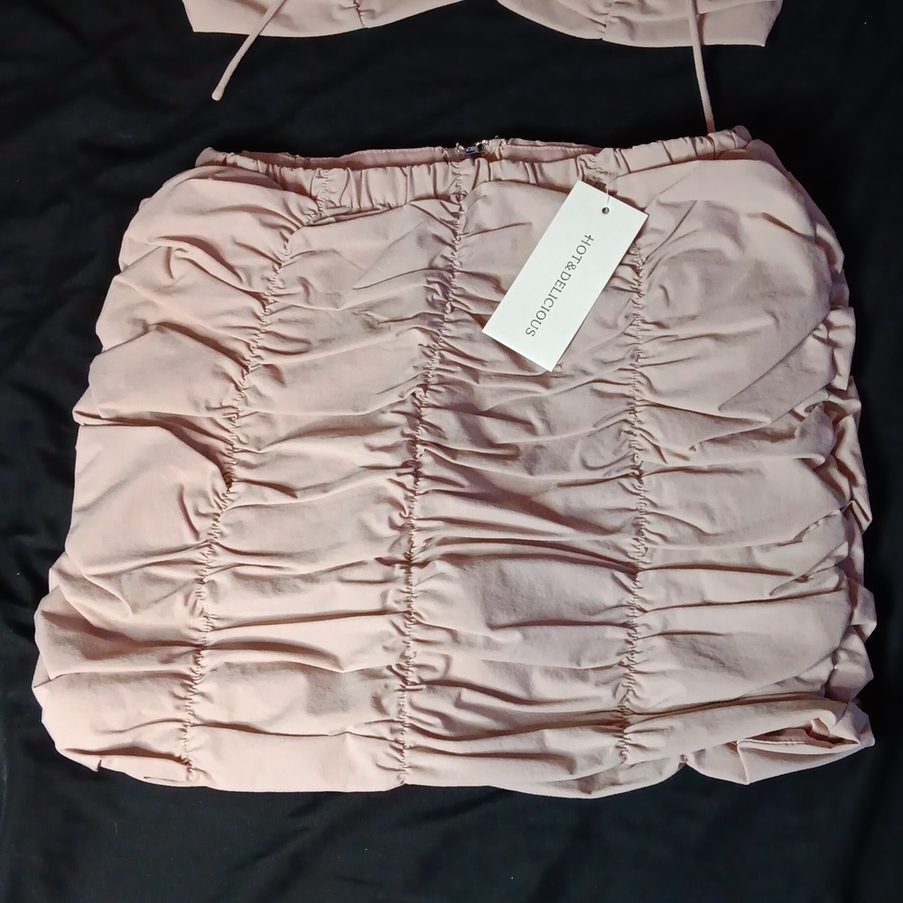 Dolls Kill tan Ruched Skirt. SKIRT only